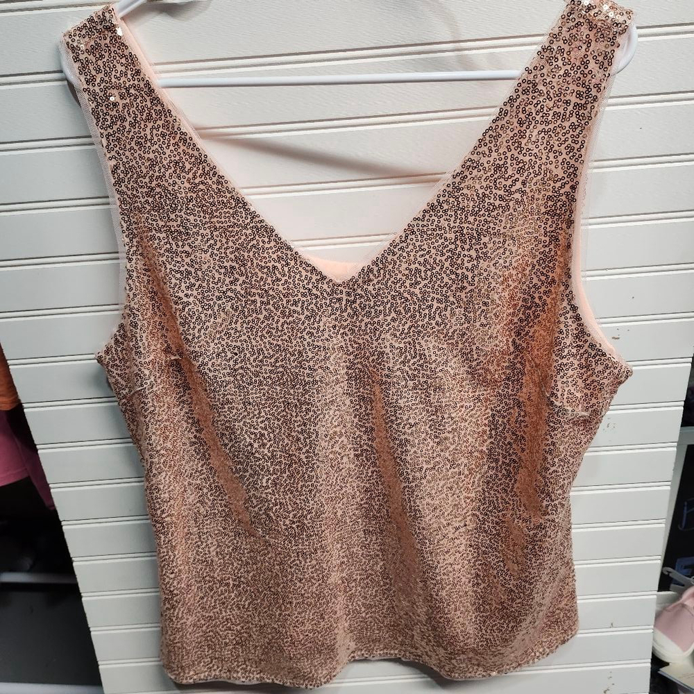 Women's GRACE KARIN Tank Top 2X Rose Gold Sequin A1